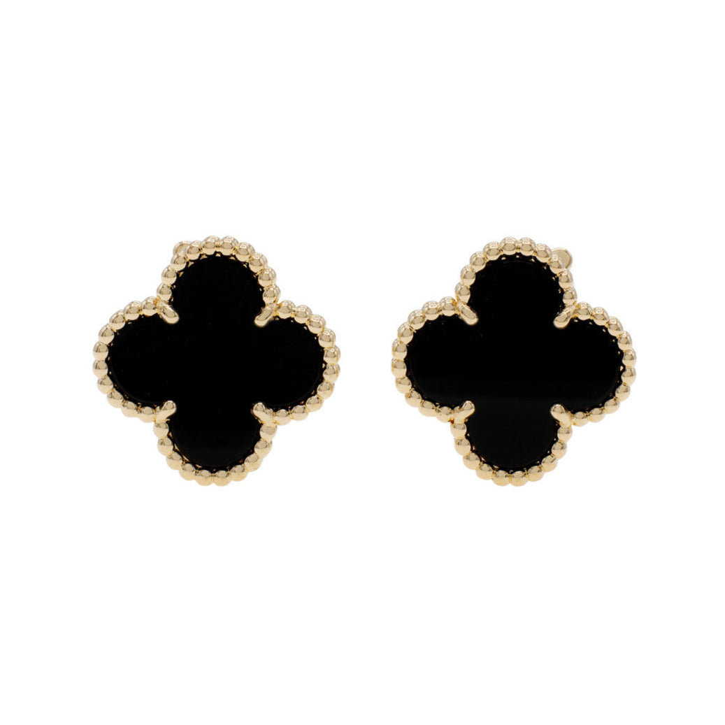 18k Vintage Alhambra Black Earrings
