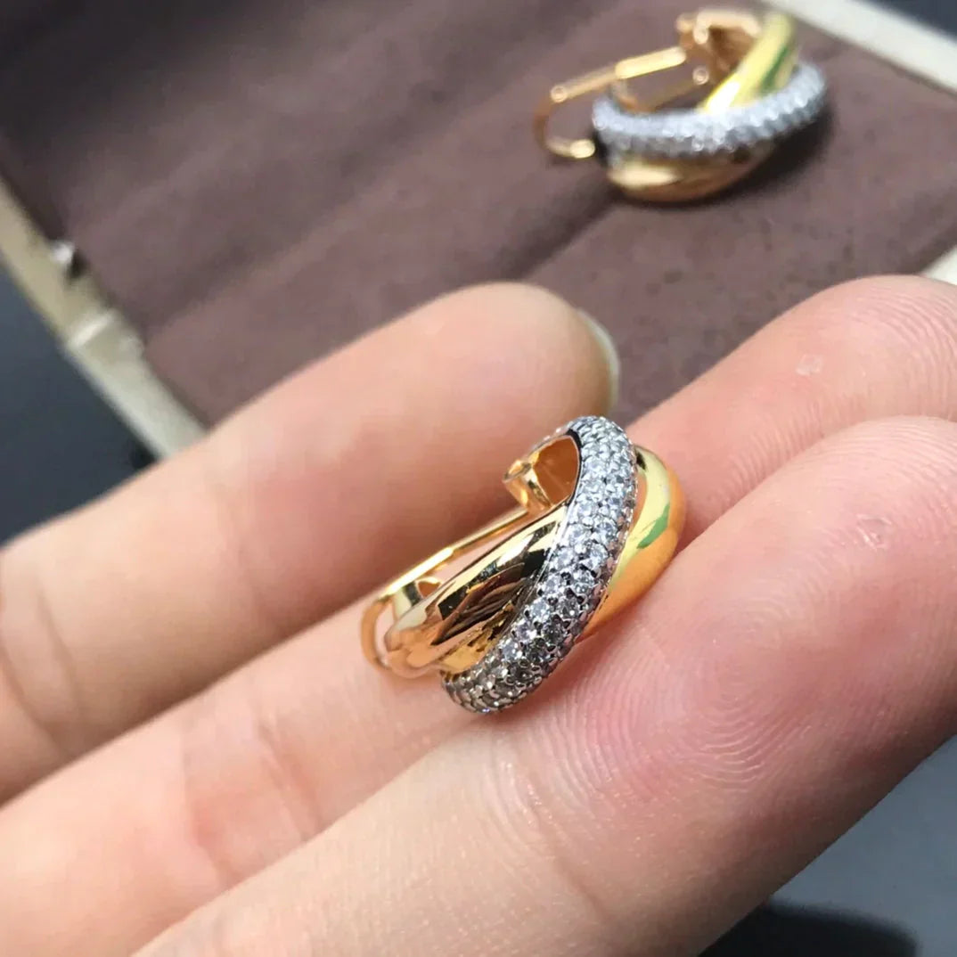 Magasinpep Trinity Earrings Rose Gold Diamond Gold