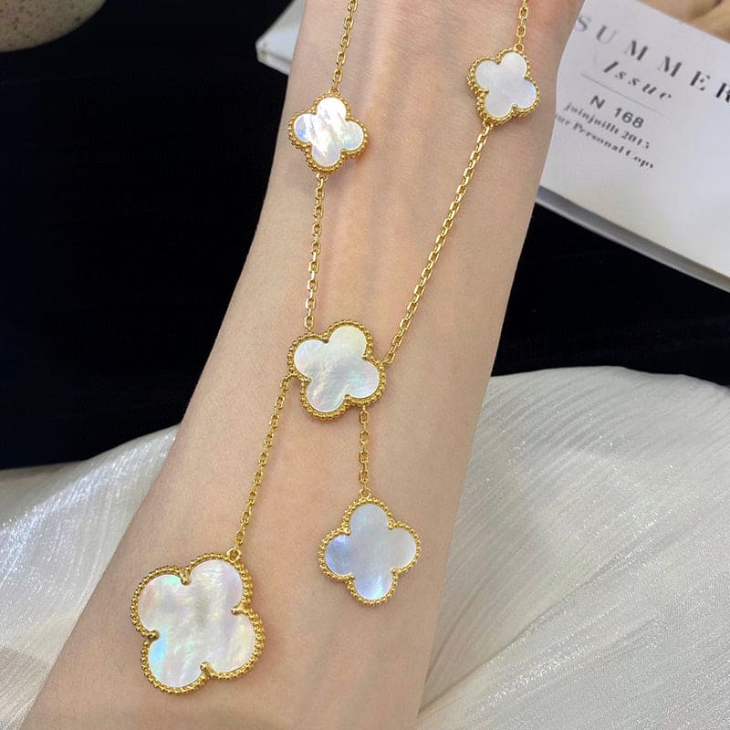 18K Magic Alhambra Six Pearls Motifs Necklace
