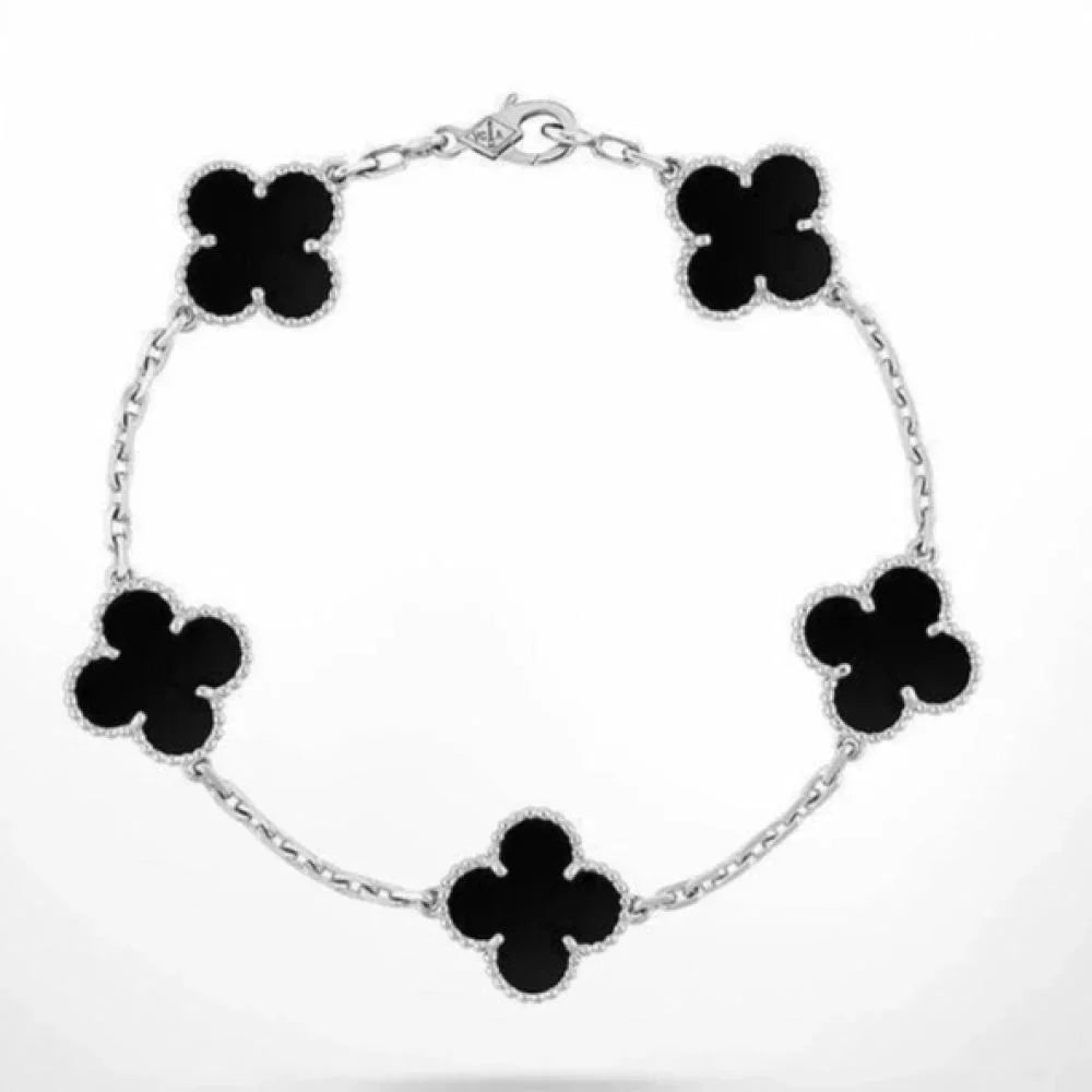 Magasinpep Vintage White Gold Alhambra Five Motifs Clover Bracelet