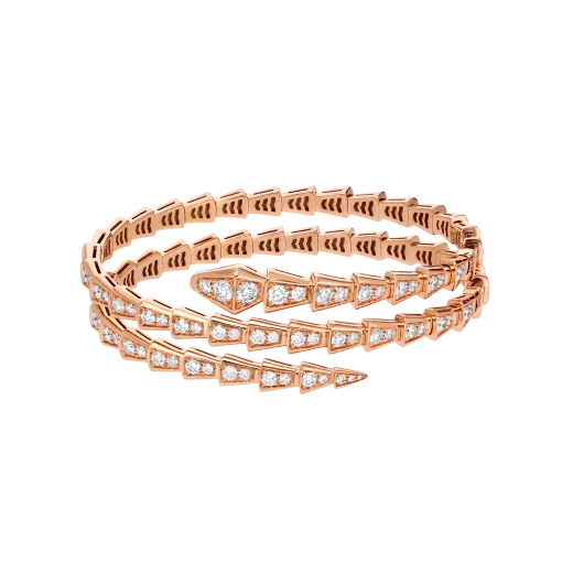 Magasinpep Coil Serpent Bracelet Rose Gold Vermeil Full Diamond Pave
