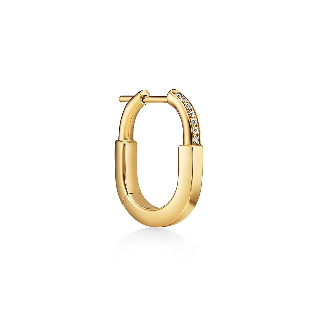 Magasinpep Lock Small Yellow Gold With Diamonds Earrings