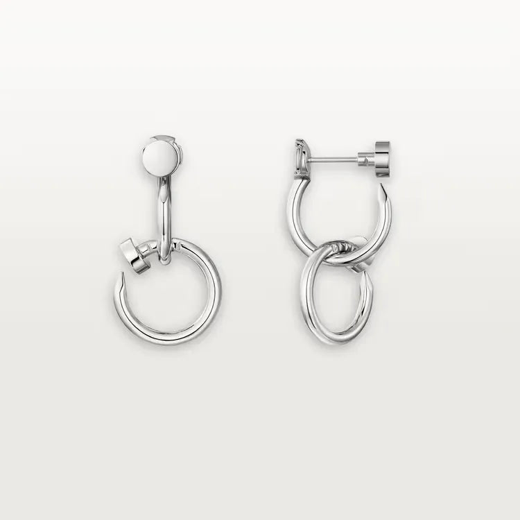 Magasinpep Nail Hoop Earrings White Gold Vermeil Modern Industrial Design