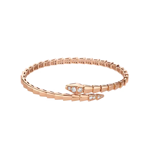 Magasinpep Serpent Viper Bracelet Rose Gold Vermeil Flexible Diamond Accent