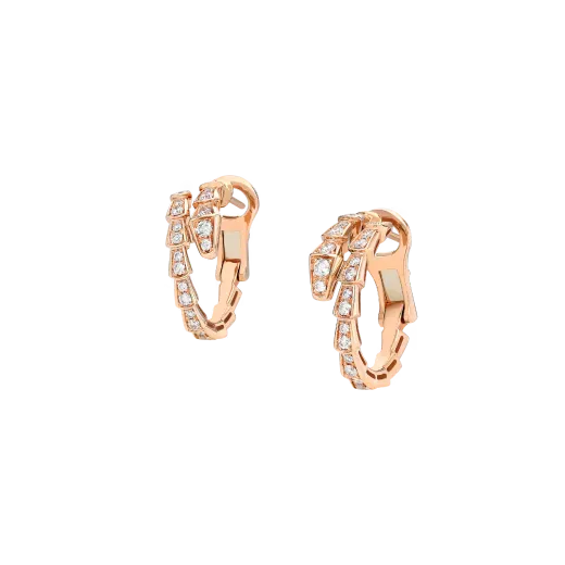 Magasinpep Serpenti Viper Hoop Earrings Rose Gold Vermeil With Moissanite Pave