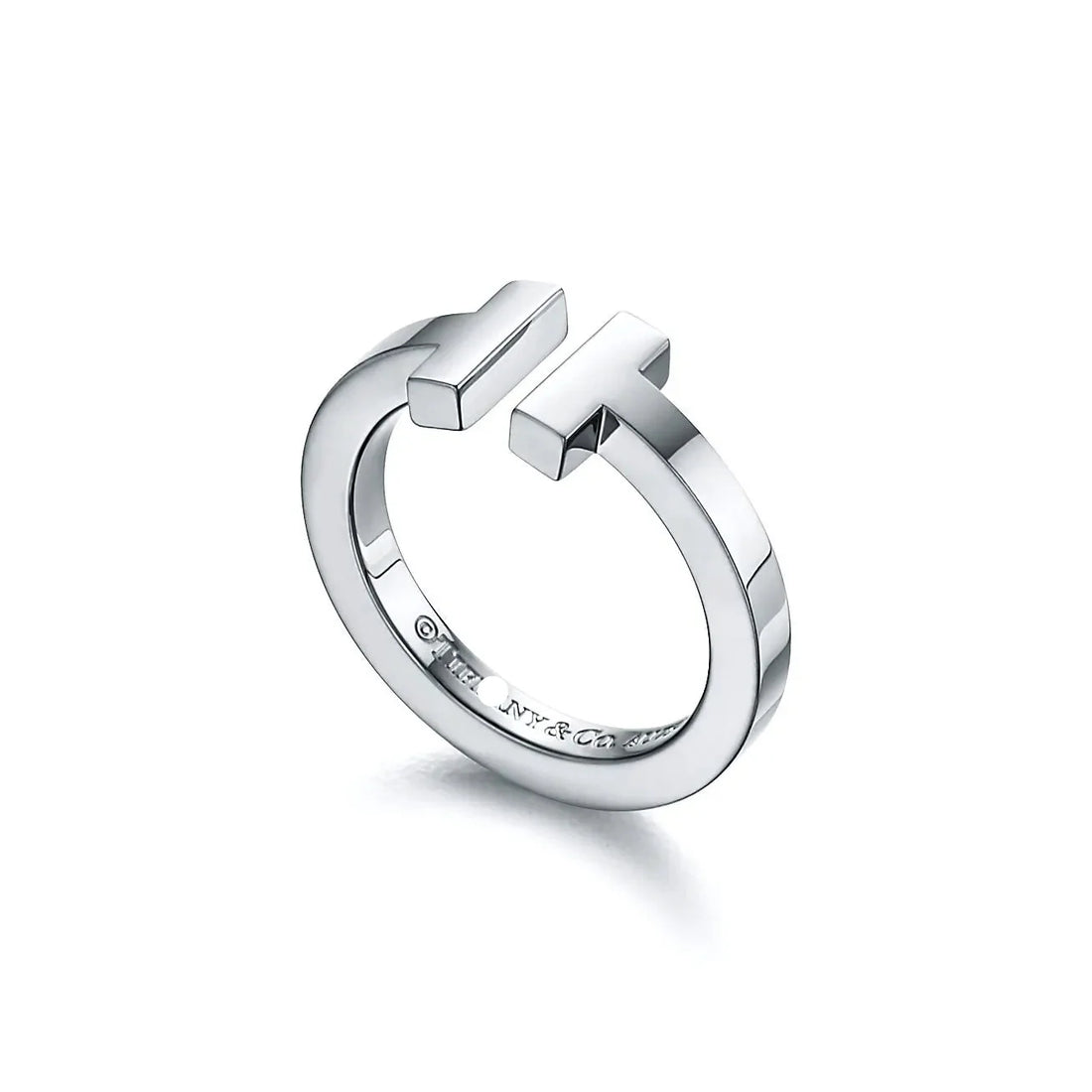 Magasinpep T Motif Open Ring Minimalist White Gold